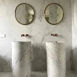 Chân cột bằng đá cẩm thạch Chậu cột bằng đá cẩm thạch inten chậu rửa nghệ thuật đặt sàn tích hợp, chậu rửa phòng tắm kiểu Bắc Âu hiện đại và đơn giản