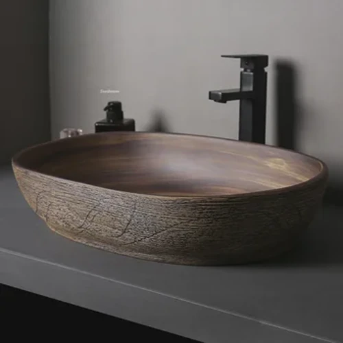 Retro hammam çüýşeleri Countertop basseýn keramiki ýeke basseýn Uly göwrümli çeper hammam ýuwulýan gaplar Daşky balkon basseýni A
