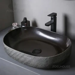 Gốm Đen Hộ Gia Đình Phòng Tắm Bồn Rửa Phòng Tắm Chậu Rửa Ngoài Trời Bàn Lưu Vực Bồn Rửa Chén Đơn Lưu Vực Ban Công Rửa Z