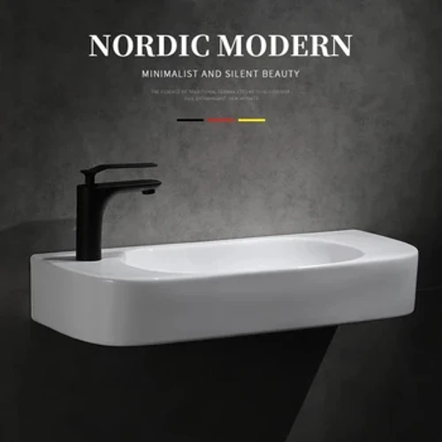 Seramika havzasi Hammom uchun lavabo o'ng/chap kichik kvadrat devorga o'rnatilgan oq lavabo YX456TB