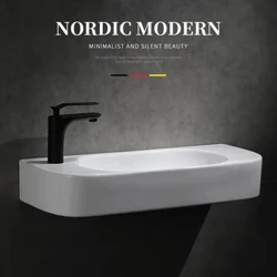 Lavabo da bagno in ceramica Lavabo da bagno quadrato destro/sinistro piccolo quadrato montato a parete bianco YX456TB