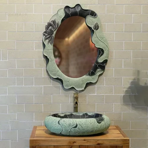Mga Modernong Lotus Leaf Banyo Lababo sa Bahay Banyo Labahan Palikuran Lababo Panglaba Creative Kitchen Sink Sa Itaas ng Counter Basin Resin