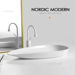 Modern Simple Bathroom Sink Super Thin Basin Creative Wash Household Personalized Light Luxury Ceramic Wash Basin for Kitchen