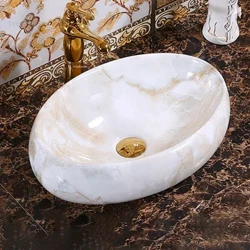 Hiện Đại Nhiều Phong Cách Nhà Phòng Tắm Bồn Rửa Hình Bầu Dục Gốm Chậu Rửa Nghệ Thuật Sáng Tạo Bồn Rửa Vệ Sinh Bồn Rửa Đơn Giản Trên Đế Lưu Vực M