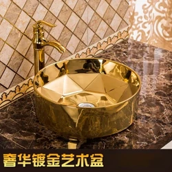 Europese luxe goudbekken keramische kunst washbasin home badkamer hotel persoonlijkheid pool.
