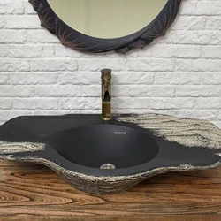 Lavabo da bagno per la casa creativo Lavelli da bagno in resina di grandi dimensioni in stile cinese Hotel Teahouse Lavabo da appoggio irregolare di arte antica