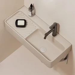 Mẫu Chậu Rửa Gốm Mini Treo Tường Giặt Chậu Vệ Sinh Treo Phòng Tắm Bồn Rửa Mặt Hẹp Trắng Để Bàn Nghệ Thuật Lưu Vực