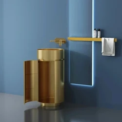 Lavabo de columna creativo de acero inoxidable con compartimento de almacenamiento lavabo integrado de pie para baño YX678TB