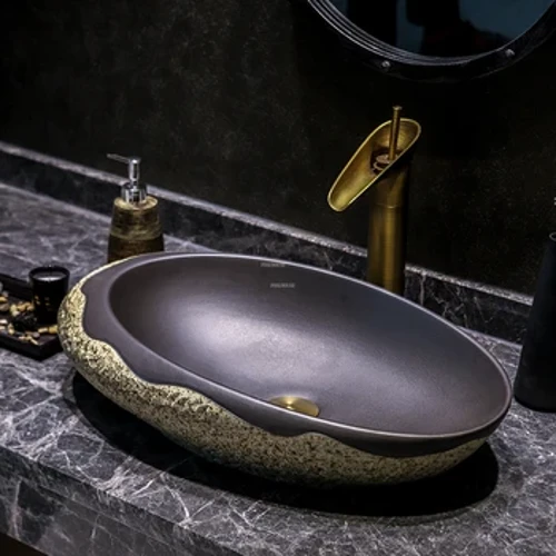 Chinese Ceramic Art Bathroom Sinks Household Overhead Sink Creative Art Bathroom Washbasins Kitchen Hand-made Washing Sinks