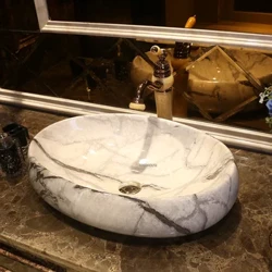 Lavabo ovale en céramique, style nordique marbré, meubles de salle de bains, lavabo de salle de bains, lavabos de lavabo, évier de cuisine, bol MC