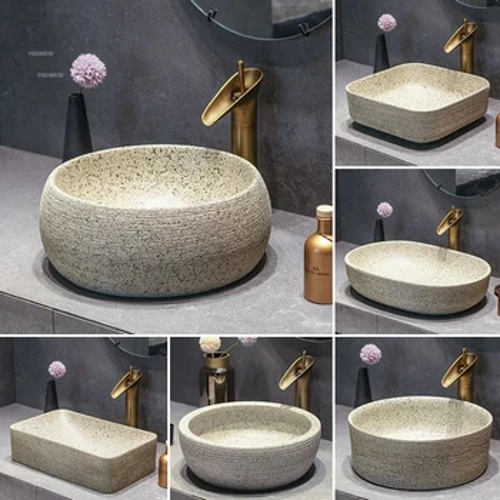 Mga modernong ceramics Basin Vintage na Lababo sa Banyo Simple CreativeOval Washbasin Luxury Square Banyo Washing basin Lababo sa Kusina Z