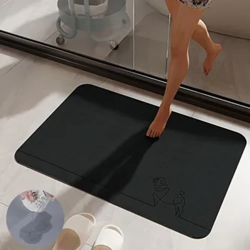 Kısa siyah banyo paspas diatom çamur kaymaz banyo zemin paspas süper emici giriş halı kapısı mutfak halı ev dekor