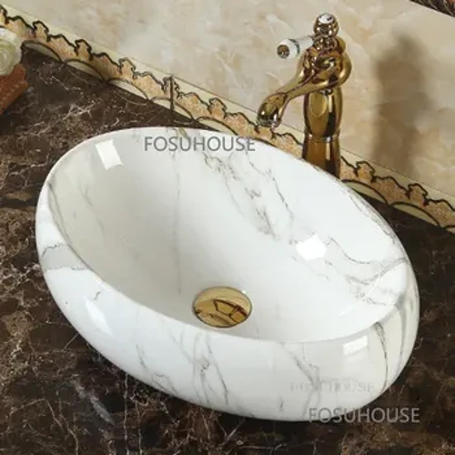 Osinki Begumbi Lokugezela LaseYurophu Iretshurenti Indawo yokudlela yase-Ceramic Countertop Basine Yasekhaya Igumbi lokugezela lasekhaya Igumbi lokugezela elincane Isitezi Esincane Engawudwa B