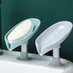 Leaf Shape Soap Tray PP Soap Box Non-Slip Drain Soap Dish na may Suction Cup Sponge Soaps Holder Banyo accessories