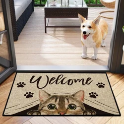 1pc köpek mat kedi halı Merhaba ve hoşgeldin giriş kapısı paspası, üst düzey giriş adım paspası, kaymayan giriş halı, kapı paspası
