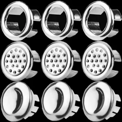 12/1PCS Plastik Buedzëmmer Kichen Basin Spull Iwwerschwemmung Cover Ring Insert Ersatz Chrom Lach Ronn Drain Cap Basin Accessoiren