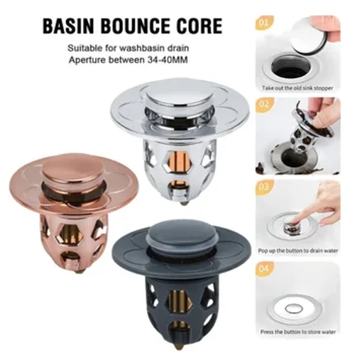 Agorfa graidd bownsio pop-up 34-40mm basn draen hidlydd dal gwallt sinc hidlen stopiwr bathtub baddon plwg offer ymolchi