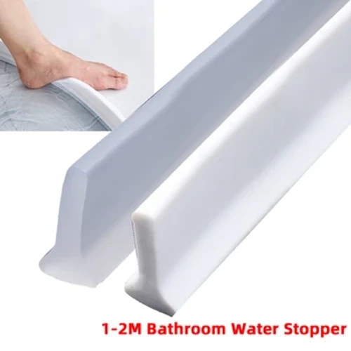 Stopiwr Dŵr Ystafell Ymolchi 1-2M Silicôn Cadw Stribed Cawod Dŵr Rhwystr Llifogydd Argae Sych a Gwlyb Ataliwr Gwahanu Affeithwyr