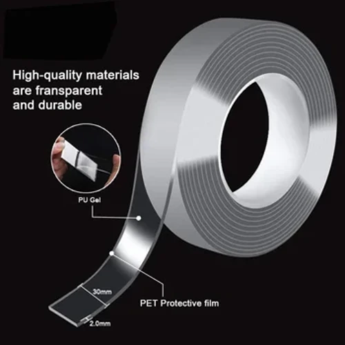 Nano etiqueta dupla face reutilizável traceless nano transparente autoadesivo lavável à prova d' água fitas dupla face