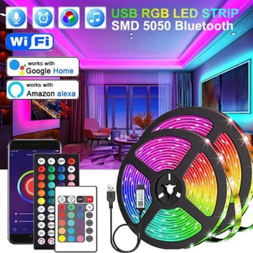 LED Işıklar Bluetooth 5050 SMD USB LED Strip Alexa App Kontrolü WiFi RGB Yapıştırıcı Luces Oda Dekorasyonu için LED TV Backlight Lambaları