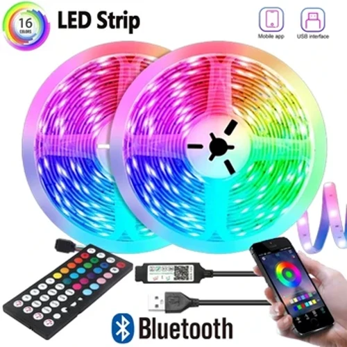 5050 Strips USB Luces LED para el dormitorio Alexa Cinta adhesiva LED Luces Luces LED TV String RGB Wifi de 20 metros Banda de lámpara LED