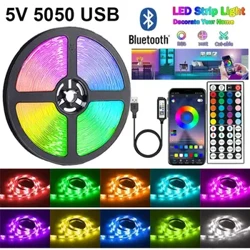 I-Led Light 5V Rgb Led Strip For Bedroom Decor 5050 Ice String Usb Itheyiphu Ekhanyayo Ekhanyayo Enamathela Amamitha angu-5 I-Bluetooth Ribbon Tv Ukukhanya Kwasemuva