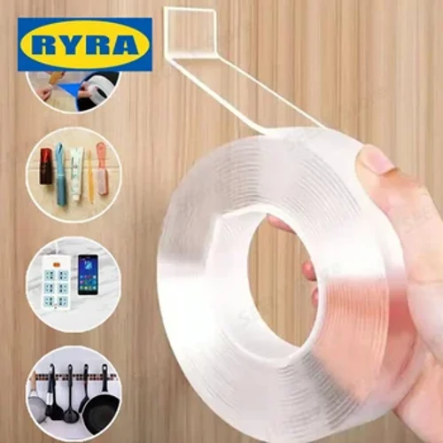 Bandă nano-față dublă, autocolante de perete transparentă, impermeabilă, bandă adezivă reutilizabilă, rezistentă la căldură, articole de bucătărie, baie, casă