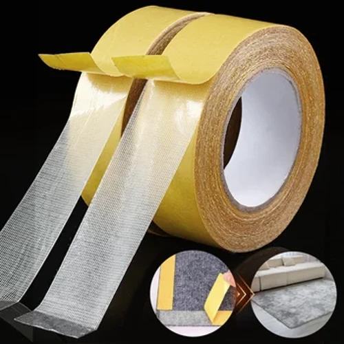 Tâp Dwyochrog 5/10M Tâp Sylfaen Gludiog Traceless Cryf Tryloyw Tâp Sylfaen Di-ddŵr Gosodiad Traceless Tâp Carped Mat
