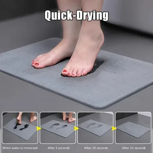 Super Absorbent Buedzëmmer Buedem Mats Solid Faarf Buedzëmmer Quick Dry Haushalt Matten Toilette Fouss Matten Buedzëmmer Anti-Rutsch Teppech