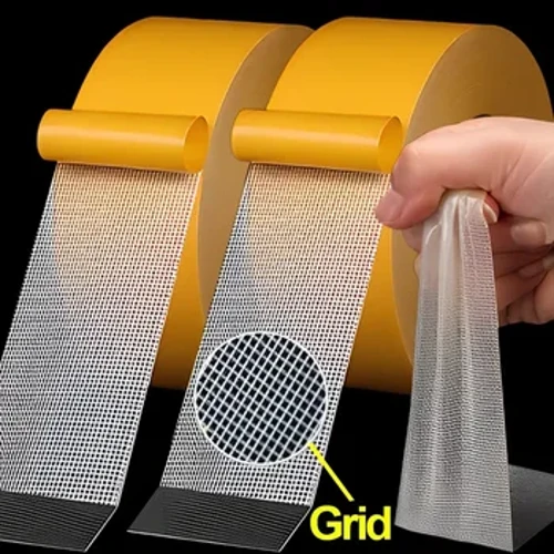 1 Roll 5M Pita Sisi Ganda Viskositas Tinggi Grid Serat Transparan Double Sided Tape Lengket Perekat Fiber Mesh Tape