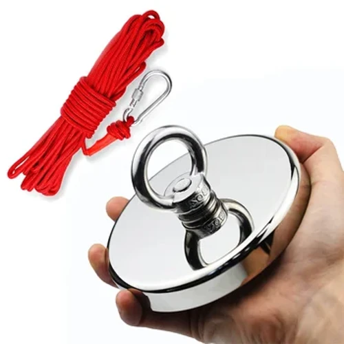 Hoʻonohonoho ʻia nā mākēneki ikaika loa ʻo Neodymium Magnet Hook Kit me ka Countersunk Hole Eyebolt Magnetic Hooks Salvage Fishing Magnet Searcher.
