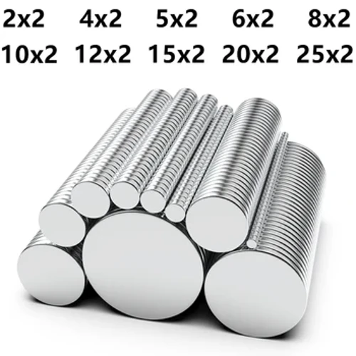 2x2/4x2/5x2/6x2/8x2/10x2/12x2/15x2/20x2/25x2mm N35 Супер силен магнет Тркалезна магнетна NdFeB Неодимиум Моќни дискови