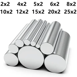 2x2/4x2/5x2/6x2/8x2/10x2/12x2/15x2/20x2/25x2mm N35 Super Strong Sumaku Raundi ya Magnetic NdFeB Neodymium Powerful Diski imas