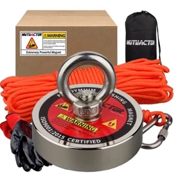 300KG D75mm Chwilio Magnet Magnetau Neodymium Cryf Pysgota Magnetau Achub Magnetig Pwerus Super