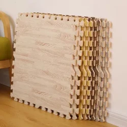 4 Pcs EVA Busa Tahan Air Kayu Butir Puzzle Mat Lembut Menebal Splicing Kamar Tidur Modern Karpet Lantai Ruang Tamu Merangkak Karpet