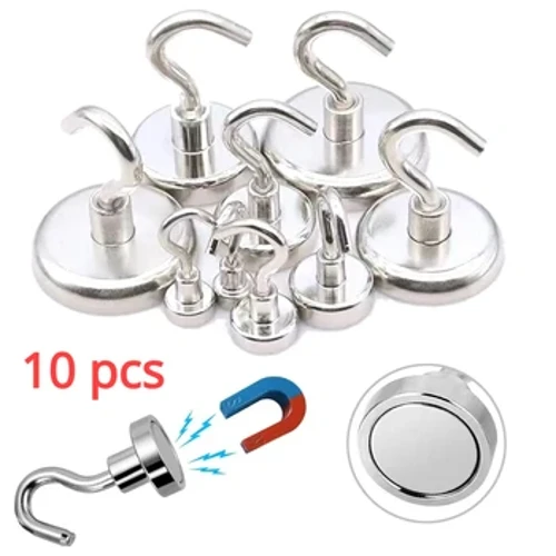 10Pcs Magnet Pwerus Bachyn Magnetig Cryf Magnetau Neodymium ar gyfer Oergell Hook Ymarferol sy'n Cynnal Llwyth Defnydd Cartref Bar Cegin