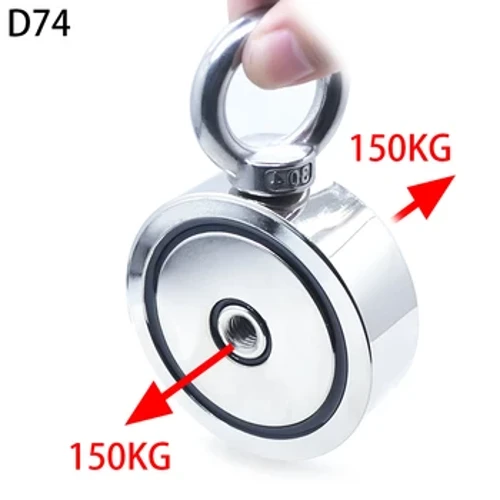 Magnet Neodymium cryf Ochr dwbl Chwilio magned bachyn pŵer super Achub Pysgota magnetig D48MM-D74MM Stell deiliad Cwpan