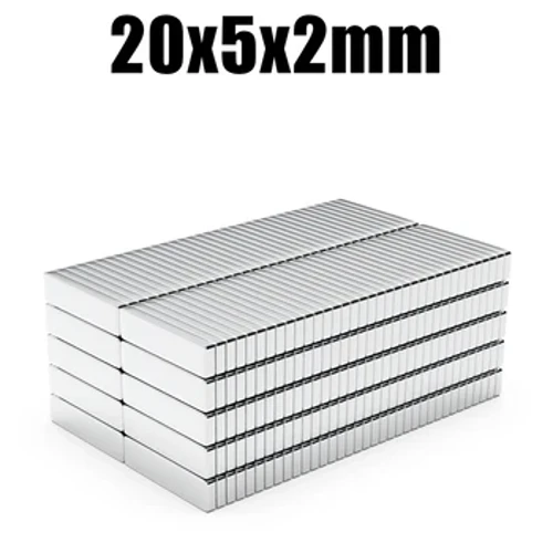 5/10/20/50/100 db N35 neodímium mágnes 20 mm x 5 mm x 2 mm NdFeB blokk szuper erős, erős állandó mágneses imanes 20*5*2