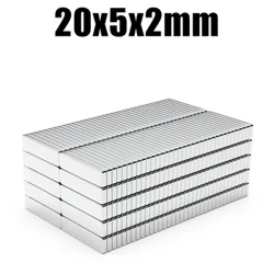 5/10/20/50/100 db N35 neodímium mágnes 20 mm x 5 mm x 2 mm NdFeB blokk szuper erős, erős állandó mágneses imanes 20*5*2