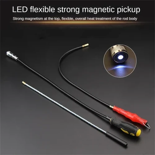 Pickup LED cu gheare magnetice puternice Telescopice Telescopice Flexibile Instrumente de mână Mâner Flexibil Grabber Spring Bara de aspirație magnetică