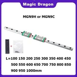 Mwongozo MPYA wa 9mm Linear MGN9 100 150 200 250 300 350 400 450 500 600 800 1000 mm reli ya mstari + MGN9H au MGN9C block 3d printer CNC