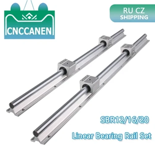 Transport CZ 2PCS SBR12/16/20 300mm-1500mm rulment liniar Ghid de diapozitive Ghid de diapozitive + 4PCS SBR12UU/SBR16UU/SBR20UU Blocuri