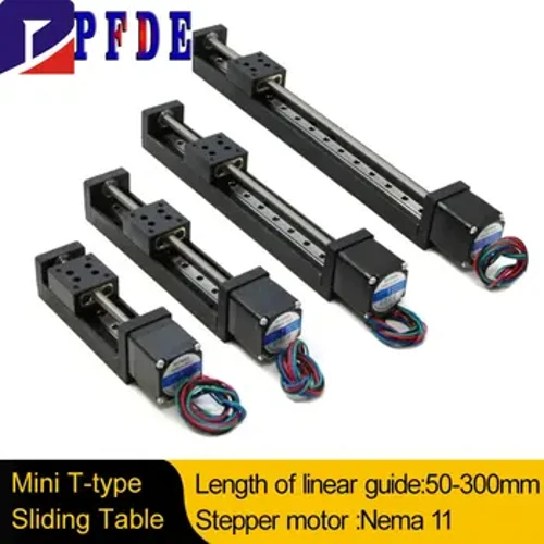 Mini T-tüüpi liuglauasiin Lineaarne siini astmega 50-300 mm käiguga Nema11 28 mm samm-mootor XYZ Axis CNC 3D-printeri jaoks
