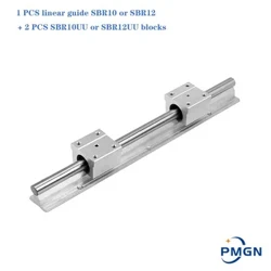 Trilho linear sbr sbr10 sbr12 comprimento 200-1000mm 1 conjunto: 1 peça guia linear sbr10 ou sbr12 + 2 peças sbr10uu ou sbr12uu blocos para cnc