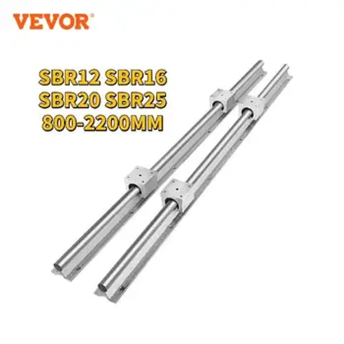 I-VEVOR 2PCS Linear Guide Rails SBR12 SBR16 SBR20 SBR25 300-2200mm & 4PCS UU Bearing Blocks Smooth Motion for DIY Mills Izingxenye ze-CNC