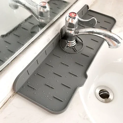 Faucet Mat Kitchen Sink Silicone Splash Pad Drainage Waterstop Banyo Countertop Protector Quick Dry Tray