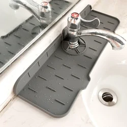 Faucet Mat Kitchen Sink Silicone Splash Pad Drainase Waterstop Bathroom Countertop Protector Cepet Kering Tray