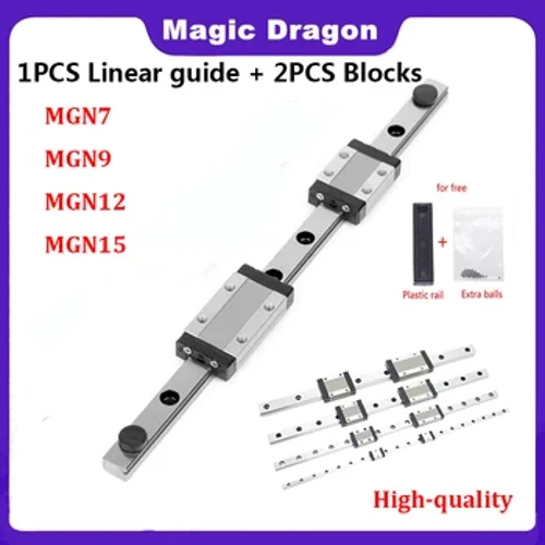 MGN7 MGN12 MGN15 MGN9 L saka 100-800mm Miniatur Linear Rail Slide 1pcs MGN Linear Guide + 2pcs MGN Black Block 3D Printer Part
