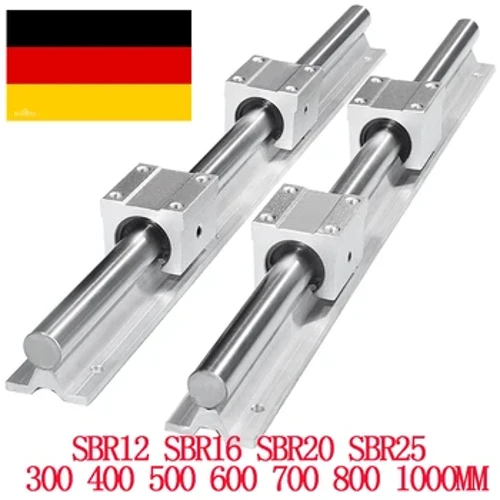 2 PCS SBR12 SBR16 SBR20 SBR25 20mm Linear Guide Rail 300 400 500 600 800 1000mm Linear Rel + SBR16UU SBR20UU SBR25UU Beare Block