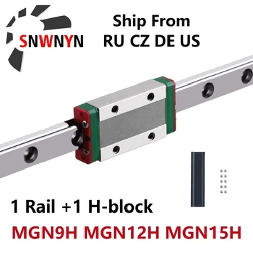 1PC MGN Linear Guide MGN9 MGN12 MGN15 250 300 350 400 450 500 550 600 800 1000 mm + 1PC MGN9H MGN12H MGN15H Kutsch fir CNC Deel